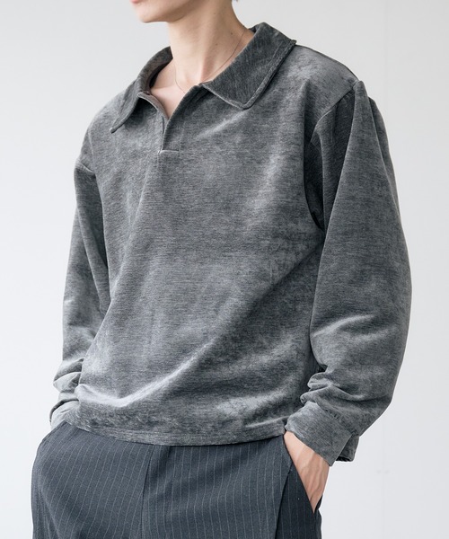 セール】【2025 AW 】 Velour Skipper Long Sleeve Poro / ベロア
