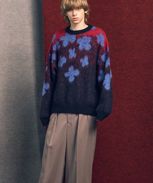 UNISEX》Flower Gradation Mohair Shaggy Knit Pullover/フラワー