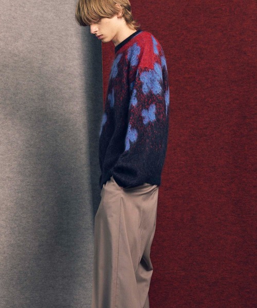 UNISEX》Flower Gradation Mohair Shaggy Knit Pullover/フラワー