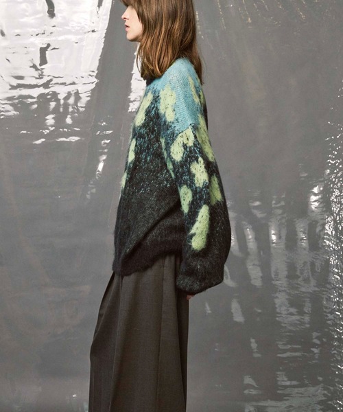 UNISEX》Flower Gradation Mohair Shaggy Knit Pullover/フラワー