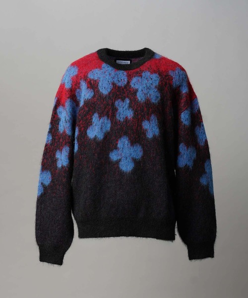 UNISEX》Flower Gradation Mohair Shaggy Knit Pullover/フラワー