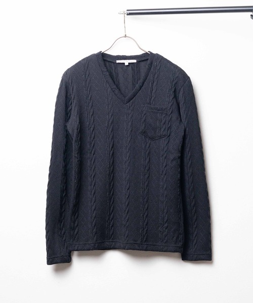 ARCHIVER(アーカイバ)の「【RES】【Growth by Grail】Vネックニットライクカットソー(Tシャツ/カットソー・メンズ・ブラック・LARGE)」の1枚目の写真