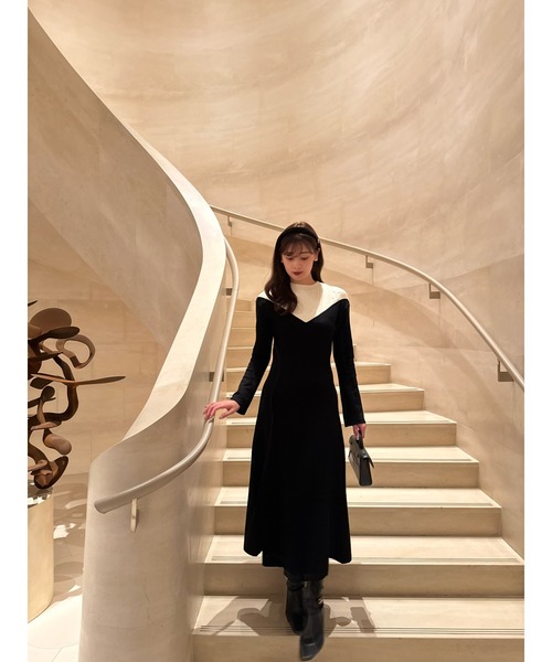 Two-Tone Cable Knit Dress（ワンピース）｜Her lip to（ハーリップ