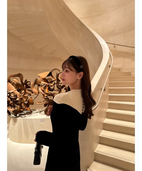 Two-Tone Cable Knit Dress（ワンピース）｜Her lip to（ハーリップ