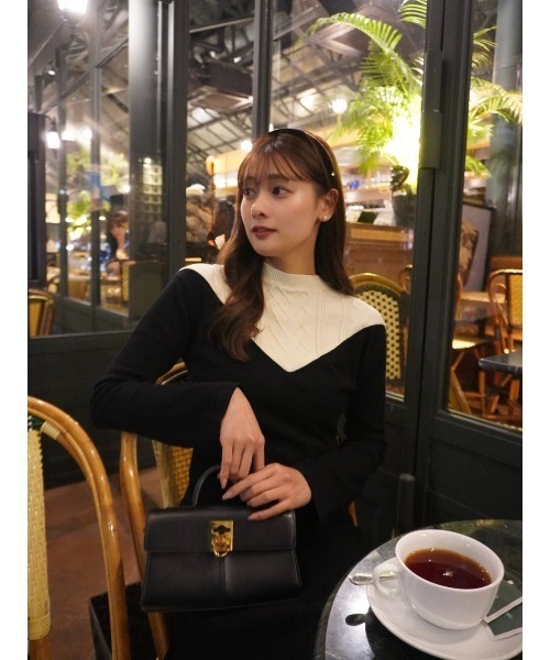 Two-Tone Cable Knit Dress（ワンピース）｜Her lip to（ハーリップ