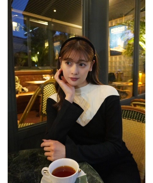Two-Tone Cable Knit Dress（ワンピース）｜Her lip to（ハーリップ