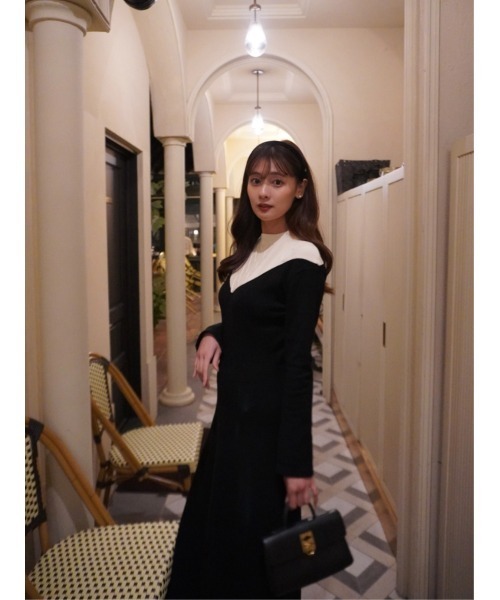 Two-Tone Cable Knit Dress（ワンピース）｜Her lip to（ハーリップ