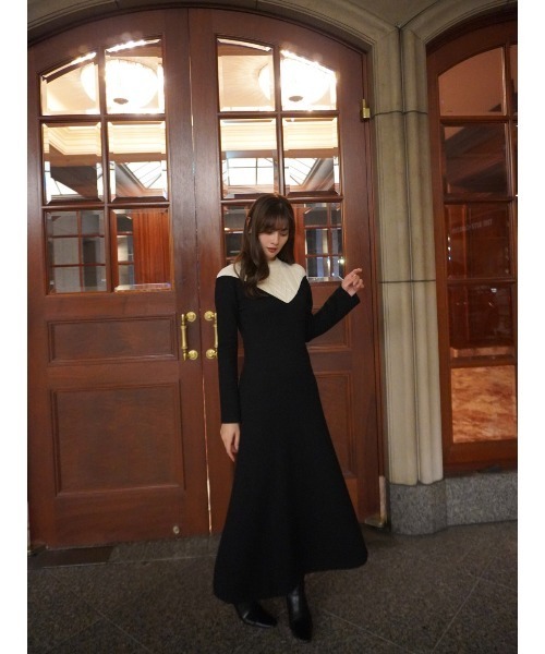 Two-Tone Cable Knit Dress（ワンピース）｜Her lip to（ハーリップ