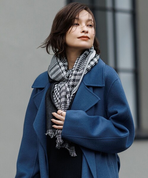 【専用】iCB アイシービー モッズコート Tussah T/C ネイビー 44 セール】ICB｜アイシービーのマフラー（ブラック/黒色系・カシミヤ