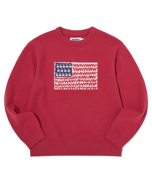 KIRSH（キルシー）の「KIRSH Loose-Fit American Flag Knit キルシー ルーズフィット アメリカン フラッグ ニット（ニット/セーター・レディース・ホワイト/ピンク/ダークグレー・1）」の2枚目の写真