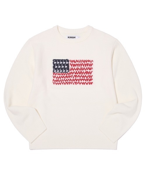 KIRSH（キルシー）の「KIRSH Loose-Fit American Flag Knit キルシー ルーズフィット アメリカン フラッグ ニット（ニット/セーター・レディース・ホワイト/ピンク/ダークグレー・1）」の5枚目の写真