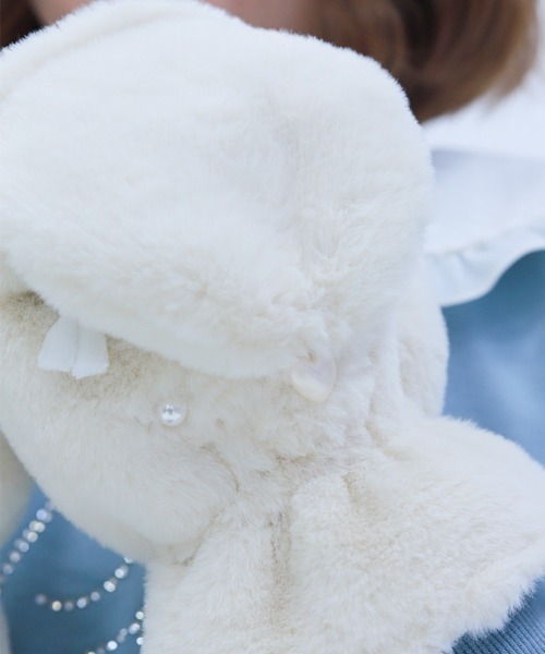 axes femme POETIQUE（アクシーズファムポエティック）の「リボン×パールファーミトン（手袋・レディース・サックスブルー/ピンク/キナリ・FREE）」の6枚目の写真