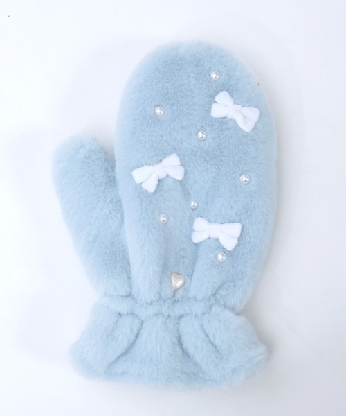 axes femme POETIQUE（アクシーズファムポエティック）の「リボン×パールファーミトン（手袋・レディース・サックスブルー/ピンク/キナリ・FREE）」の10枚目の写真