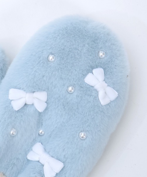 axes femme POETIQUE（アクシーズファムポエティック）の「リボン×パールファーミトン（手袋・レディース・サックスブルー/ピンク/キナリ・FREE）」の11枚目の写真