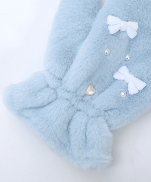 axes femme POETIQUE（アクシーズファムポエティック）の「リボン×パールファーミトン（手袋・レディース・サックスブルー/ピンク/キナリ・FREE）」の12枚目の写真