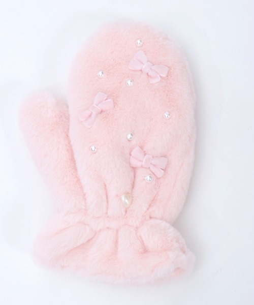 axes femme POETIQUE（アクシーズファムポエティック）の「リボン×パールファーミトン（手袋・レディース・サックスブルー/ピンク/キナリ・FREE）」の17枚目の写真