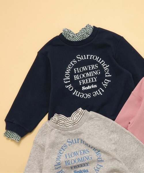 apres les cours(アプレレクール)の「【WEB限定/ジュニア対応】レイヤードロゴトレーナー(スウェット・キッズ・グレー/ピンク/ネイビー・80/90/100/120/130/140/110)」の2枚目の写真