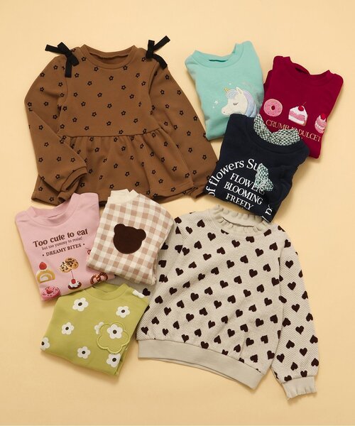 apres les cours(アプレレクール)の「【WEB限定/ジュニア対応】レイヤードロゴトレーナー(スウェット・キッズ・グレー/ピンク/ネイビー・80/90/100/120/130/140/110)」の14枚目の写真