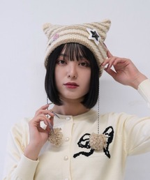 Uenui（ウニュイ）の「【 cunii 】星 モチーフ ボーダー ニット キャット ハット レディース 韓国 風 ストリート（ニットキャップ/ビーニー）」
