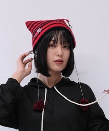 Uenui（ウニュイ）の「【 cunii 】星 モチーフ ボーダー ニット キャット ハット レディース 韓国 風 ストリート（ニットキャップ/ビーニー）」