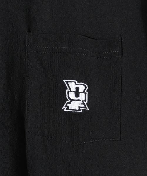 HUF（ハフ）の「HUF MEGABLAST S/S POCKET TEE ハフ 胸ポケット メガブラスト ロゴ刺繍 Tシャツ（Tシャツ/カットソー・メンズ・ブラック・SMALL/MEDIUM/LARGE/X-LARGE）」の5枚目の写真