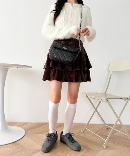 WEGO(ウィゴー)の「WEGO/キルティングフラップチェーンショルダー(ショルダーバッグ・レディース・ホワイト/ブラック・FREE)」の16枚目の写真