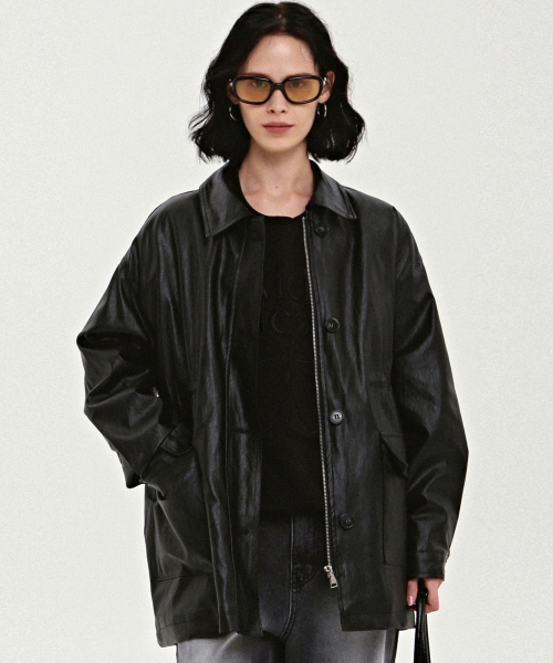 NICK&NICOLE(ニックアンドニコール)の「CLASSIC STRING MIDI LEATHER PADDING_BLACK(ダウンジャケット/コート・レディース・その他・FREE)」の1枚目の写真