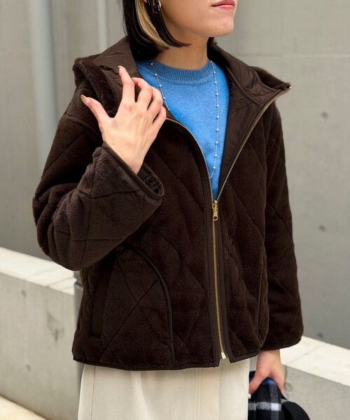 MICO COULIER（ミコクリエ）の「《リバーシブル》パネトレーションファーキルトジャケット（ブルゾン・レディース・ブラウン/グレイッシュベージュ・38）」の12枚目の写真