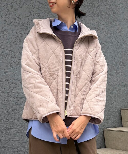 MICO COULIER（ミコクリエ）の「《リバーシブル》パネトレーションファーキルトジャケット（ブルゾン・レディース・ブラウン/グレイッシュベージュ・38）」の14枚目の写真