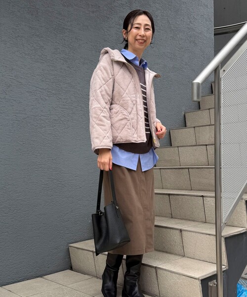 MICO COULIER（ミコクリエ）の「《リバーシブル》パネトレーションファーキルトジャケット（ブルゾン・レディース・ブラウン/グレイッシュベージュ・38）」の15枚目の写真