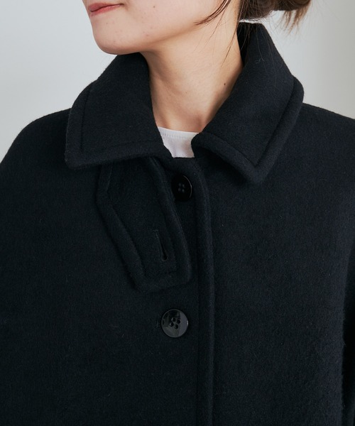 PUAL CE CIN（ピュアルセシン）の「【日本製】ビーバーウール ステンカラーコート（ステンカラーコート・レディース・ブラック・FREE）」の7枚目の写真