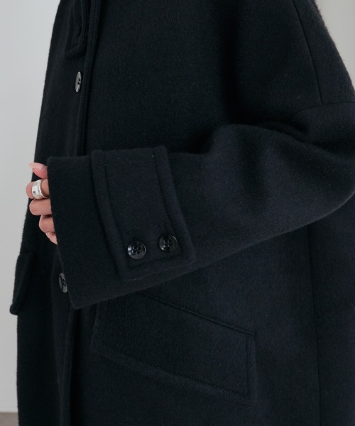 PUAL CE CIN（ピュアルセシン）の「【日本製】ビーバーウール ステンカラーコート（ステンカラーコート・レディース・ブラック・FREE）」の5枚目の写真