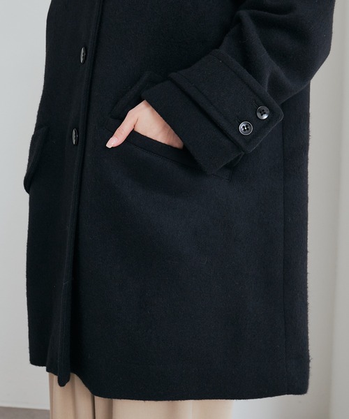 PUAL CE CIN（ピュアルセシン）の「【日本製】ビーバーウール ステンカラーコート（ステンカラーコート・レディース・ブラック・FREE）」の3枚目の写真