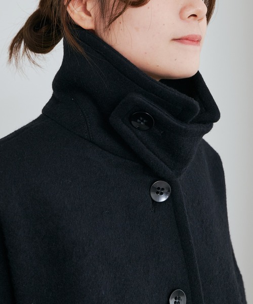 PUAL CE CIN（ピュアルセシン）の「【日本製】ビーバーウール ステンカラーコート（ステンカラーコート・レディース・ブラック・FREE）」の6枚目の写真