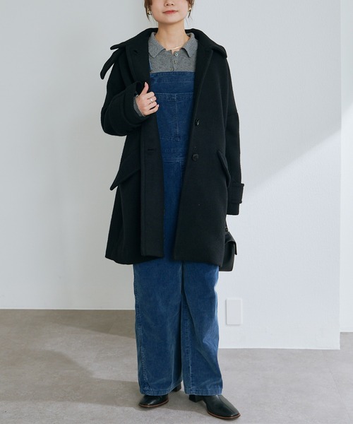 PUAL CE CIN（ピュアルセシン）の「【日本製】ビーバーウール ステンカラーコート（ステンカラーコート・レディース・ブラック・FREE）」の12枚目の写真