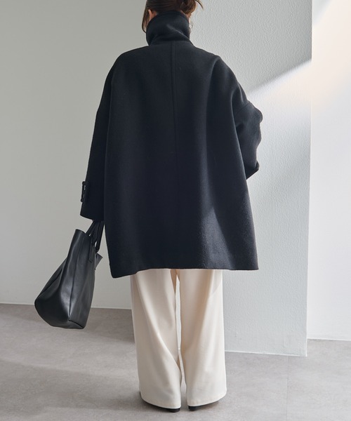 PUAL CE CIN（ピュアルセシン）の「【日本製】ビーバーウール ステンカラーコート（ステンカラーコート・レディース・ブラック・FREE）」の18枚目の写真