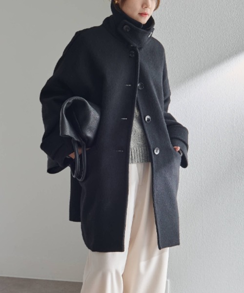 日本製】ビーバーウール ステンカラーコート（ステンカラーコート