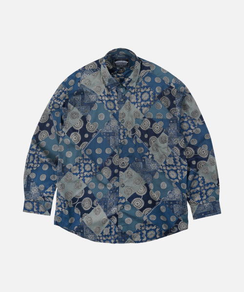 DIAMOND PATCHWORK RELAX SHIRT _ NAVY