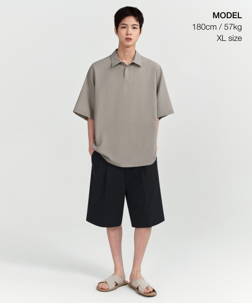MUSINSA STANDARD（ムシンサスタンダード）の「リラックスドリネンライクトニック半袖シャツ[ライトベージュ]（シャツ/ブラウス・メンズ・その他・SMALL/MEDIUM/LARGE/X-LARGE/XX-LARGE）」の2枚目の写真