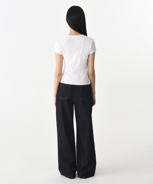 MUSINSA STANDARD WOMAN（ムシンサスタンダードウーマン）の「ウィメンズリネンライクワンタックエクストラワイドデニムパンツ[ディープインディゴ]（デニムパンツ・レディース・その他・30/24/25/26/27/28/29）」の3枚目の写真
