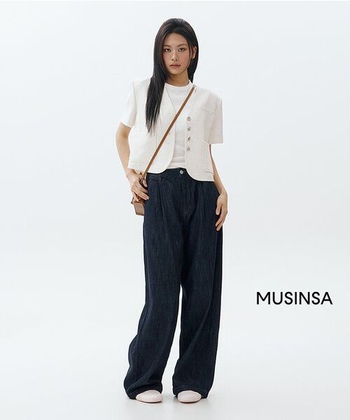 MUSINSA STANDARD WOMAN（ムシンサスタンダードウーマン）の「ウィメンズリネンライクワンタックエクストラワイドデニムパンツ[ディープインディゴ]（デニムパンツ・レディース・その他・30/24/25/26/27/28/29）」の9枚目の写真