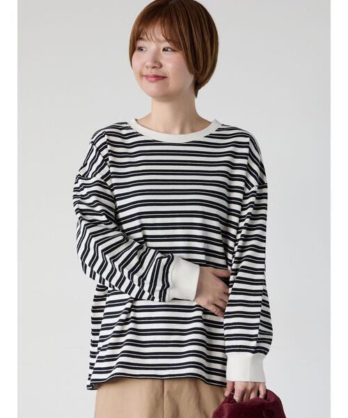 Lugnoncure（ルノンキュール）の「天竺マルチボーダー長袖カットソー（その他トップス・レディース・オフホワイト/ブラウン・F）」の2枚目の写真