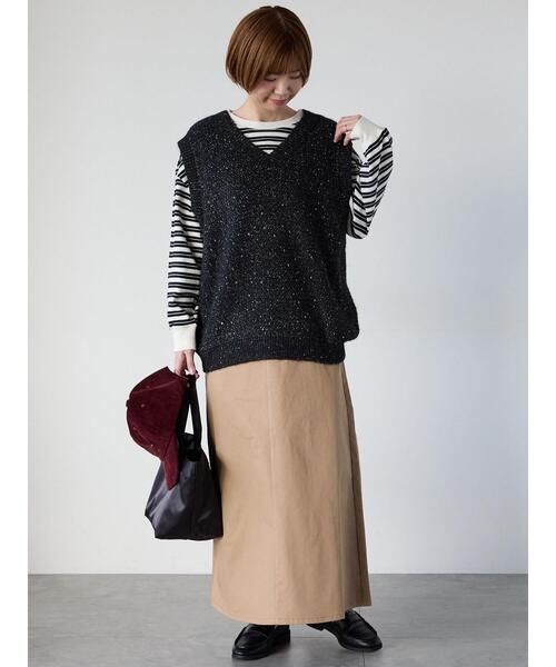 Lugnoncure（ルノンキュール）の「天竺マルチボーダー長袖カットソー（その他トップス・レディース・オフホワイト/ブラウン・F）」の8枚目の写真