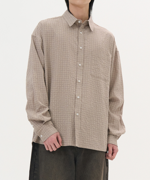 TOFFEE(トフィー)の「エニーチェックシャツ (ベージュ)(シャツ/ブラウス・メンズ・その他・MEDIUM/LARGE/X-LARGE)」の1枚目の写真