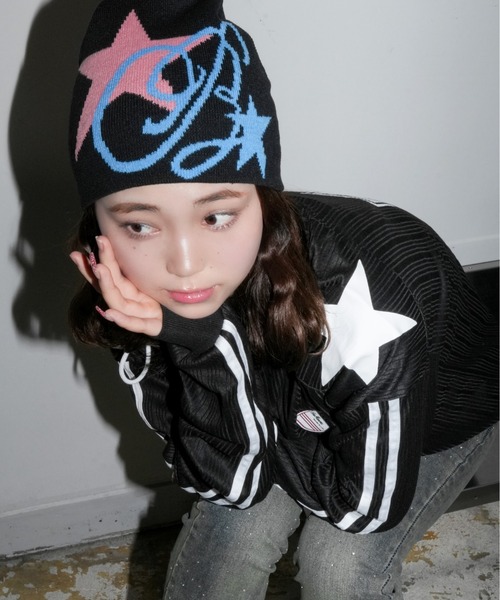 Port（ポート）の「【 IMARI / イマリ 】 スター ＆ ロゴ ジャカード ニット ビーニー #（ニットキャップ/ビーニー・レディース・ブラック/ブラック系その他・FREE）」の5枚目の写真