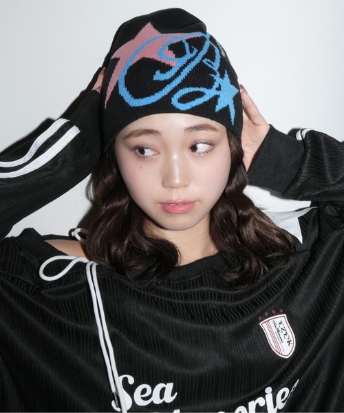 Port（ポート）の「【 IMARI / イマリ 】 スター ＆ ロゴ ジャカード ニット ビーニー #（ニットキャップ/ビーニー・レディース・ブラック/ブラック系その他・FREE）」の6枚目の写真