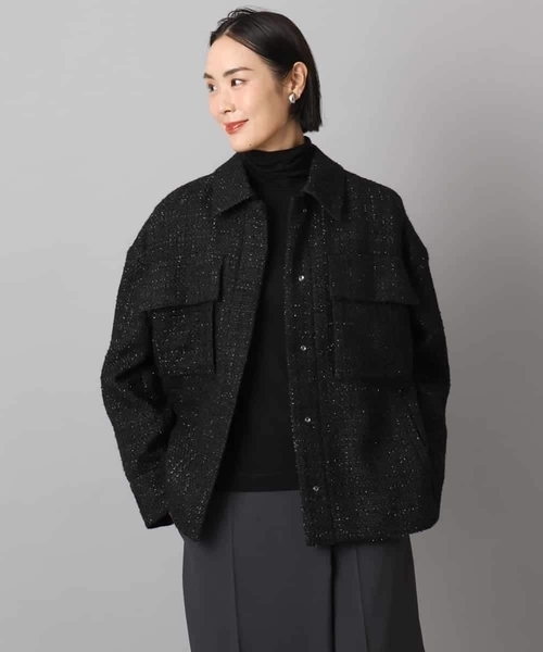 MICHEL KLEIN(ミッシェル・クラン)の「ファンシーツイードCPOジャケット(その他アウター・レディース・ブラック・38)」の1枚目の写真