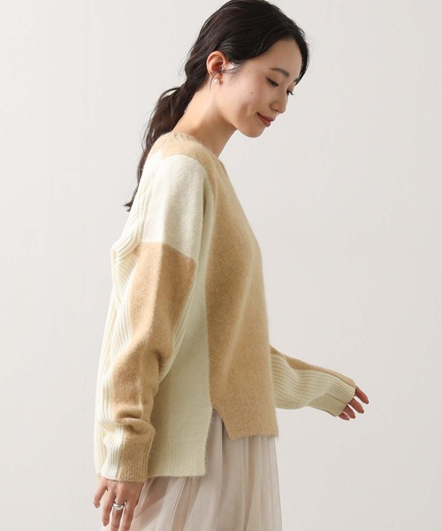 EN'DAY（エンディ）の「アルパカ混バイカラーＶネックニット（ニット/セーター・レディース・ベージュ系・FREE）」の10枚目の写真