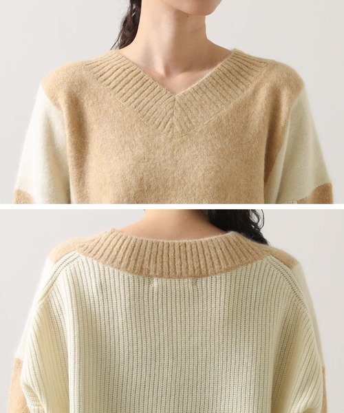 EN'DAY（エンディ）の「アルパカ混バイカラーＶネックニット（ニット/セーター・レディース・ベージュ系・FREE）」の15枚目の写真