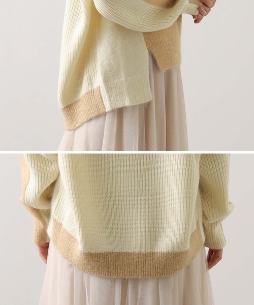 EN'DAY（エンディ）の「アルパカ混バイカラーＶネックニット（ニット/セーター・レディース・ベージュ系・FREE）」の16枚目の写真